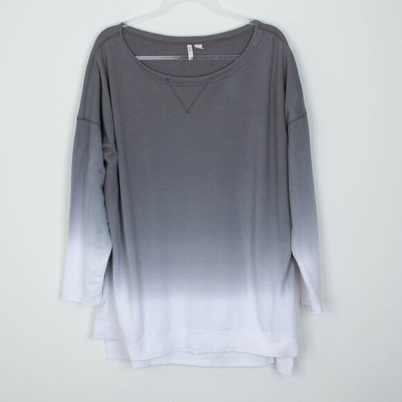 Cato Womens Ombre Crewneck Pullover Tunic Top Size XL Gray Long Sleeve Comfy - Picture 1 of 9